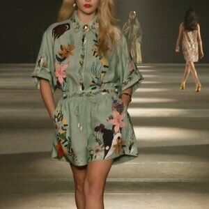 Alemais Meagan Linen Floral Green Women's Shorts